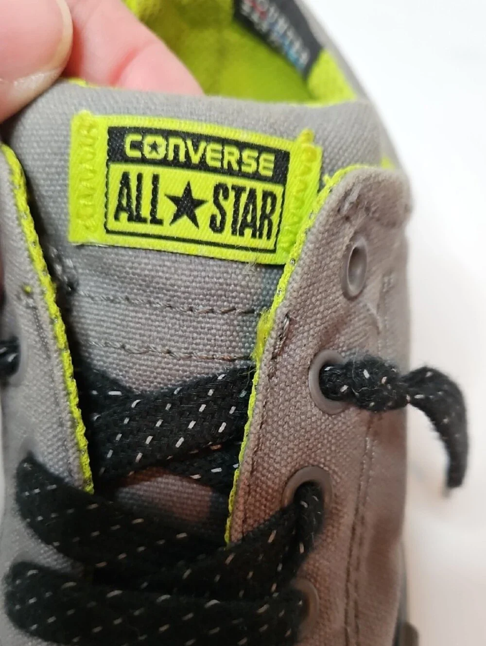 Converse Kids Gray Sneakers with Neon Green Accents